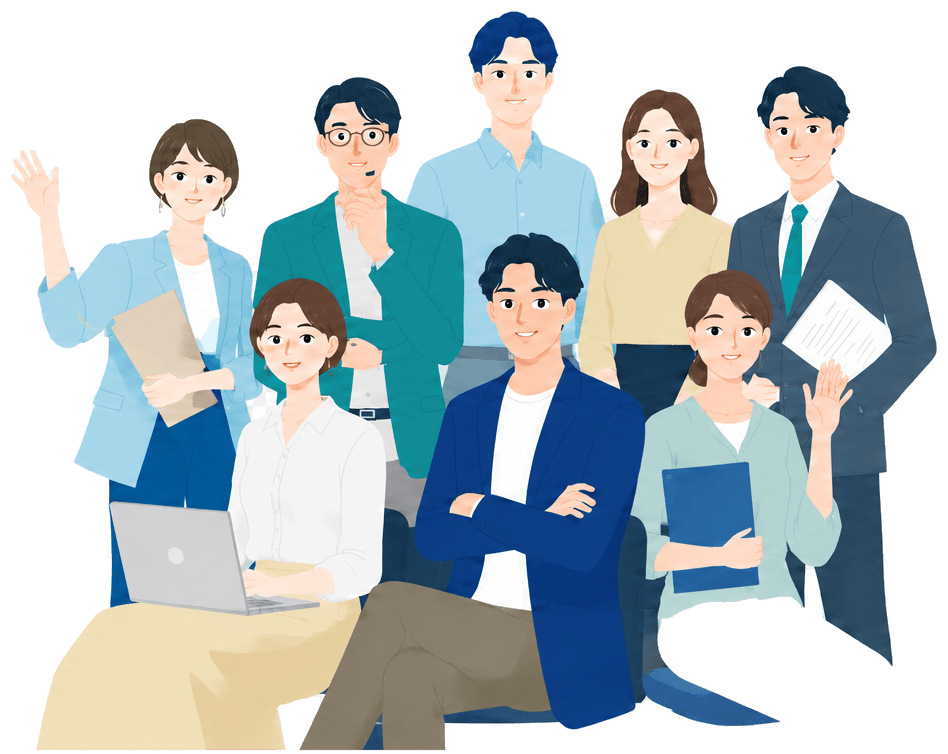 BizCraft AIの相談を支援するチームイラスト